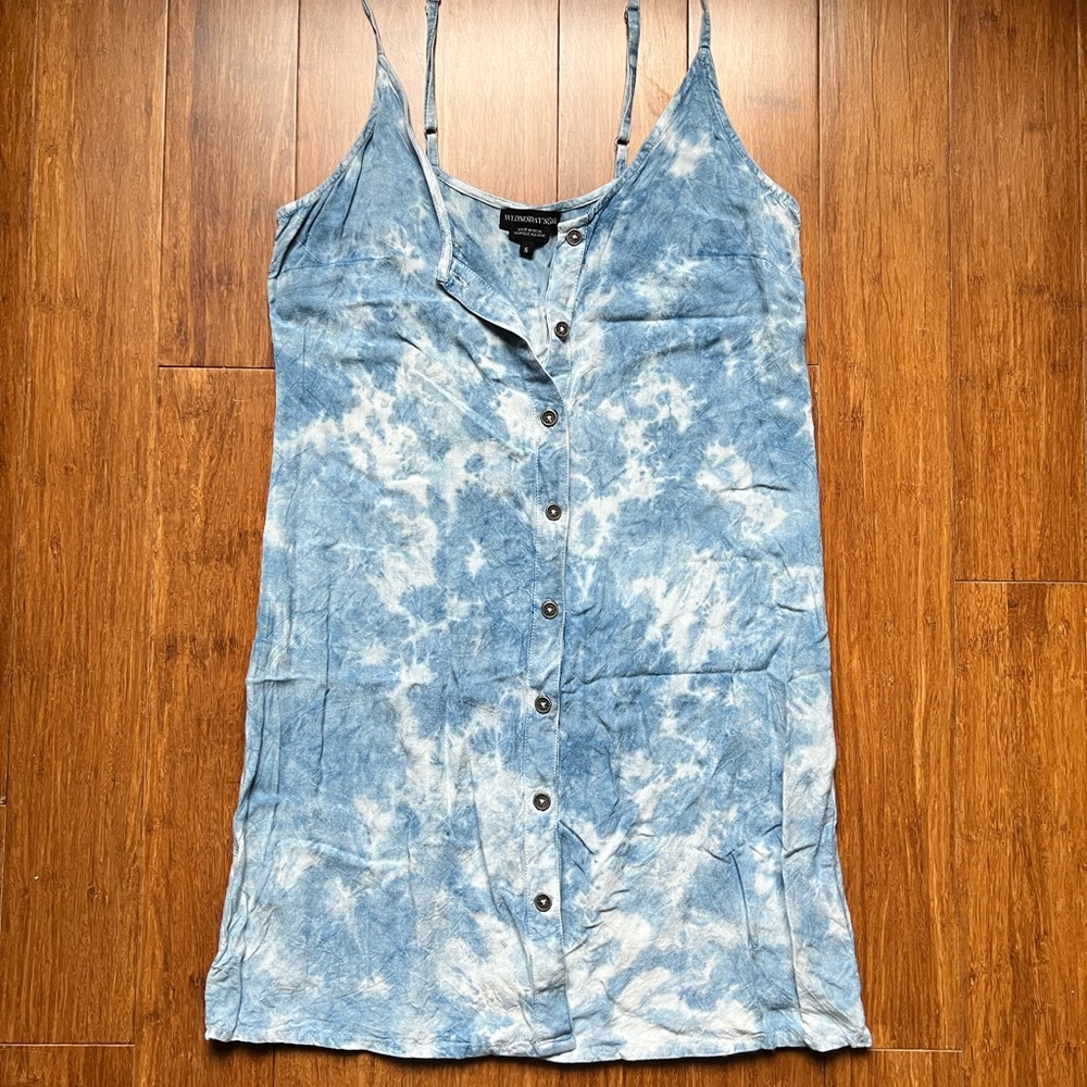 Wednesday’s Girls Button up dress, chambray, tie dye.
